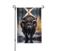 Drapeau de jardin imprimé double face bison d'Amérique du Nord (71,1 x 101,6 cm), drapeau de bienvenue pour les vacances saisonnières, décoration extérieure