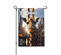 Drapeau de jardin imprimé double face de New York Girafe Street (71,1 x 101,6 cm), drapeau de bienvenue pour les vacances saisonnières, décoration extérieure