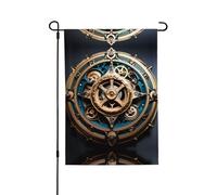 Drapeau de jardin imprimé double face Motif engrenages steampunk cool (71,1 x 101,6 cm), drapeau de bienvenue pour les vacances saisonnières Décoration extérieure