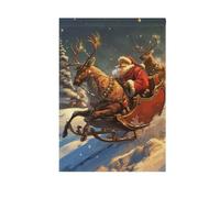 Drapeau de jardin imprimé double face Père Noël promenades rennes traîneau bannière décoration extérieure bannière cour pelouse décoration extérieure 71,1 x 101,6 cm