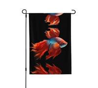 Drapeau de jardin imprimé double face poisson avec un cœur triste (71,1 x 101,6 cm), drapeau de bienvenue pour les vacances saisonnières, décoration extérieure