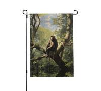 Drapeau de jardin imprimé double face Singe assis sur un arbre (71,1 x 101,6 cm), drapeau de bienvenue pour les vacances saisonnières, décoration extérieure