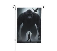 Drapeau de jardin imprimé double face Singe Oiseau sur fond noir Décoration de pelouse 31,8 x 45,7 cm