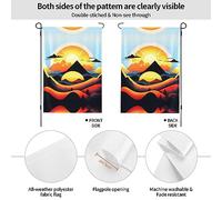 Drapeau de jardin imprimé double face Sunrise Mountain (71,1 x 101,6 cm), drapeau de bienvenue pour les vacances saisonnières, décoration extérieure