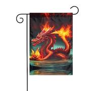 Drapeau de jardin imprimé Dragon King in Fire 12 x 18 pouces, chic drapeau de jardin vertical double face décor pour toutes les saisons