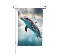 Drapeau de jardin imprimé drôle dauphin qui vous regarde, drapeau double face, drapeau extérieur, décoration de jardin, intérieur et extérieur, 30,5 x 45,7 cm