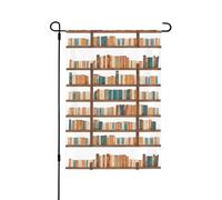 Drapeau de jardin imprimé drôle d'étagères de livres et d'échelle 71,1 x 101,6 cm double face, drapeau extérieur de bienvenue saisonnière pour maison extérieure, printemps, été, automne, décoration de