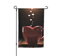 Drapeau de jardin imprimé en forme de cœur 30,5 x 45,7 cm, bannière double face pour extérieur, vacances, cour, porche, terrasse, arrière-cour, décoration printemps-été