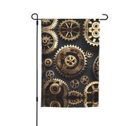 Drapeau de jardin imprimé engrenages steampunk pour extérieur, cour, maison, extérieur, terrasse, pelouse