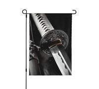Drapeau de jardin imprimé épée de samouraï du Japon 31,8 x 45,7 cm, drapeau de décoration extérieure double face pour jardin, terrasse, pelouse, jardin, porche