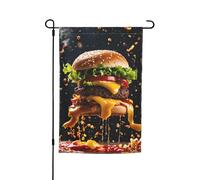 Drapeau de jardin imprimé Fast Food, drapeau de jardin double face pour petite cour, décoration d'été, plage, jardin