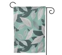 Drapeau de jardin imprimé feuilles gris menthe double face vertical bienvenue cour bannière 71 x 101,6 cm décoration extérieure