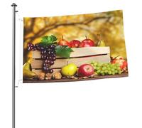 Drapeau de jardin imprimé feuilles rouges et fruits d'automne 61 x 91 cm