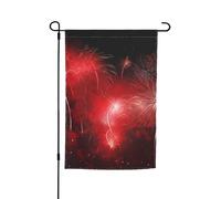 Drapeau de jardin imprimé feux d'artifice de cœurs rouges 30,5 x 45,7 cm, bannière double face pour extérieur, vacances, cour, porche, terrasse, arrière-cour, décoration printemps-été