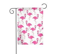 Drapeau de jardin imprimé flamant rose Drapeaux décoratifs principalement pour patios, jardins, pots de fleurs, terrasse, balcon. 12 x 18 pouces
