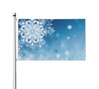 Drapeau de jardin imprimé flocon de neige bleu - 9,1 x 1,5 m - Double face - Bannière décorative pour extérieur, cour, pelouse, porche, balcon, décoration de jardin