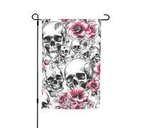 Drapeau de jardin imprimé floral tête de mort pour toutes les occasions, toutes saisons, drapeau de jardin extérieur dernière intervention pour décoration de patio