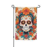 Drapeau de jardin imprimé floral tête de mort pour toutes les occasions, toutes saisons, drapeau de jardin extérieur dernière intervention pour décoration de patio