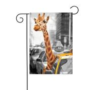 Drapeau de jardin imprimé girafe à New York pour décoration extérieure, petit drapeau de cour saisonnier d'hiver Noël vacances décoration extérieure