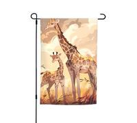 Drapeau de jardin imprimé girafe mère et enfant 30,5 x 45,7 cm - Drapeaux saisonniers double face pour cour, porche, décoration de fête