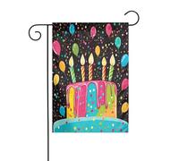 Drapeau de jardin imprimé « Happy Birthday » - 30,5 x 45,7 cm - Tissu avec manche de 3 cm - Convient pour jardin, pelouse, terrasse, balcon