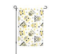 Drapeau de jardin imprimé hiboux de dessin animé, drapeau de maison, drapeau extérieur, ferme, décoration de vacances, 30,5 x 45,7 cm
