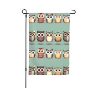 Drapeau de jardin imprimé hiboux de dessin animé pour extérieur, cour, maison, extérieur, terrasse, pelouse
