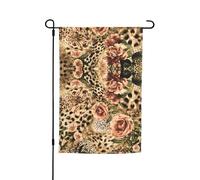 Drapeau de jardin imprimé léopard à rayures double face pour petite cour, décoration d'été, plage, jardin