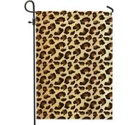 Drapeau de jardin imprimé léopard, bannière de décoration d'intérieur à motif animal marron, décoration de pelouse extérieure, panneau de jardin de style sauvage 30,5 x 45,7 cm