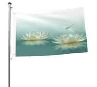 Drapeau de jardin imprimé libellule avec nénuphar - 61 x 91 cm - Tissu de décoration d'intérieur ou d'extérieur