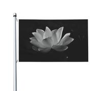Drapeau de jardin imprimé lotus noir et blanc, 91,4 x 152,4 cm, convient pour pelouse, balcon, terrasse, intérieur et extérieur, avec œillets métalliques, mât non inclus.