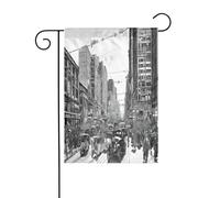 Drapeau de jardin imprimé Love from New York 30,5 x 45,7 cm pour décoration extérieure, tissu avec manche de 3 cm, convient pour jardin, pelouse, terrasse, balcon