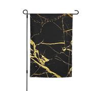 Drapeau de jardin imprimé marbre noir et doré pour maison, cour, drapeau extérieur, ferme, décoration de vacances, 30,5 x 45,7 cm