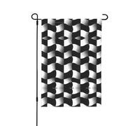 Drapeau de jardin imprimé mosaïque vague noire et blanche 28" x 40", double face, avec œillets amovibles pour fixation sur mât, drapeau décoratif pour patios, terrasses et pots de fleurs