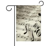 Drapeau de jardin imprimé notes de musique 30,5 x 45,7 cm double face drapeau extérieur drapeau d'été drapeau floral bienvenue drapeaux de jardin saisonniers décorations de vacances