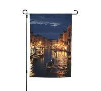 Drapeau de jardin imprimé nuit de Venise - Bannière double face de 30,5 x 45,7 cm avec motif vibrant résistant à la décoloration pour porche, terrasse, pelouse et décoration d'intérieur saisonnière