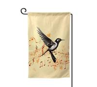 Drapeau de jardin imprimé oiseaux volants notes de musique 45,7 x 31,8 cm double face imprimé drapeau décoration cour
