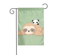 Drapeau de jardin Imprimé panda mignon et paresseux Drapeaux décoratifs principalement pour patios, jardins, pots de fleurs, terrasse, balcon. 12 x 18 pouces