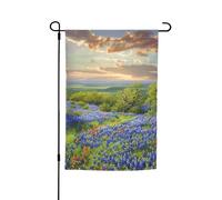 Drapeau de jardin imprimé paysage du Texas Bluebonnets 30,5 x 45,7 cm, bannière double face avec motif vibrant résistant à la décoloration pour porche, terrasse, pelouse et décoration d'intérieur