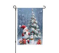 Drapeau de jardin imprimé Père Noël bonhomme de neige 31,8 x 45,7 cm, drapeau de maison double face en polyester pour patio, porche, pelouse, décoration extérieure