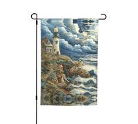 Drapeau de jardin imprimé phare de mer double face pour décorations extérieures