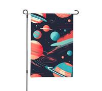 Drapeau de jardin imprimé planètes spatiales 30,5 x 45,7 cm pour l'extérieur, parfait pour la Saint-Valentin et le printemps