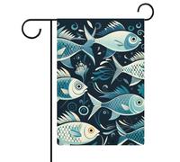 Drapeau de jardin imprimé poisson dessin animé 30,5 x 45,7 cm double face drapeau extérieur drapeau d'été drapeau floral bienvenue drapeaux de jardin saisonniers décorations de vacances
