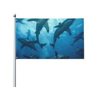 Drapeau de jardin imprimé requins marteaux 0,9 x 1,5 m | Bannière de drapeau avec œillets pour cour, patio, porche, pelouse