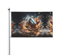 Drapeau de jardin imprimé Rugby on Fire, 91,4 x 152,4 cm, convient pour pelouse, balcon, terrasse, intérieur et extérieur, avec œillets métalliques, mât non inclus.