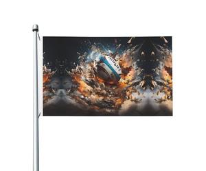 Drapeau de jardin imprimé Rugby on Fire, 91,4 x 152,4 cm, convient pour pelouse, balcon, terrasse, intérieur et extérieur, avec œillets métalliques, mât non inclus.