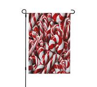 Drapeau de jardin imprimé sucre d'orge 71,1 x 101,6 cm, drapeau de maison double face en polyester pour terrasse, porche, pelouse, décoration extérieure