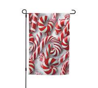 Drapeau de jardin imprimé sucre d'orge dans la neige 30,5 x 45,7 cm, bannière double face avec design vibrant résistant à la décoloration pour porche, terrasse, pelouse et décoration d'intérieur