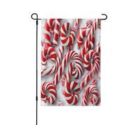 Drapeau de jardin imprimé sucre d'orge dans la neige 31,8 x 45,7 cm, drapeau de maison double face en polyester pour terrasse, porche, pelouse, décoration extérieure