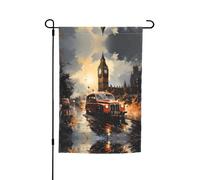 Drapeau de jardin imprimé taxi couleur Londres 30,5 x 45,7 cm - Drapeau décoratif pour jardin, terrasse, balcon, jardin, pelouse